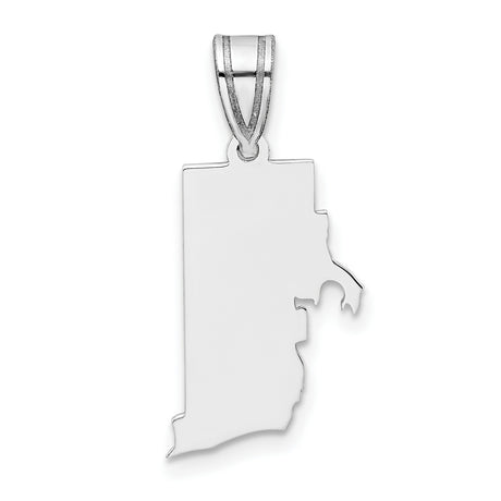 Rhode Island State Charm Pendant in Real 14k White Gold