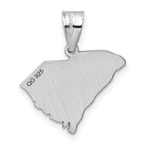 South Carolina State Charm Pendant in Real 14k White Gold