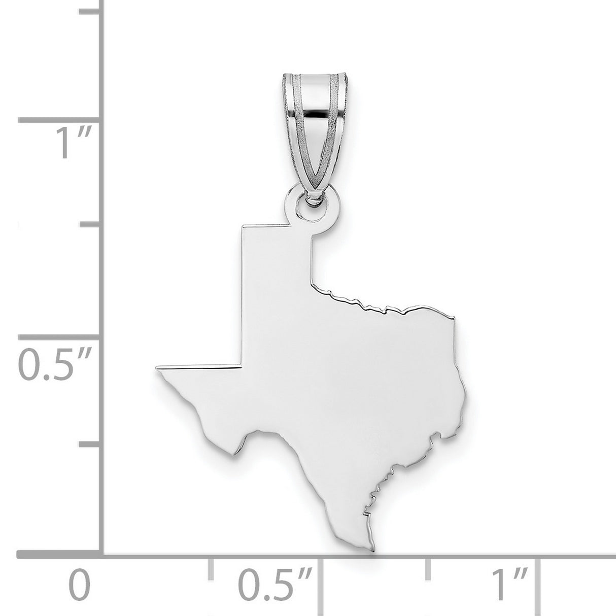 Texas State Charm Pendant in Real 14k White Gold