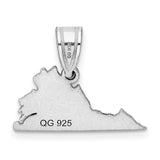 Virginia State Charm Pendant in Real 14k White Gold