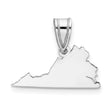 Sterling Silver Virginia State Pendant, Polished Outline Map Charm, Minimalist USA Jewelry