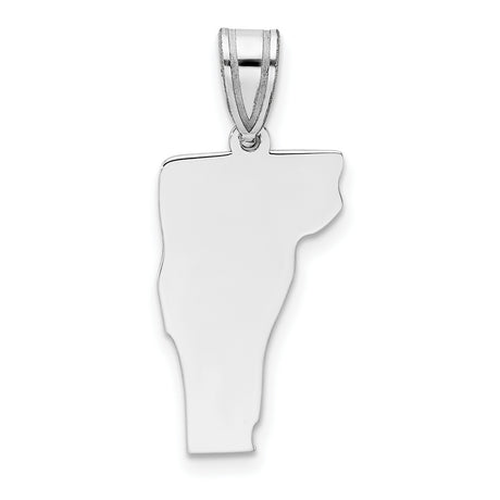 Vermont State Charm Pendant in Real 14k White Gold