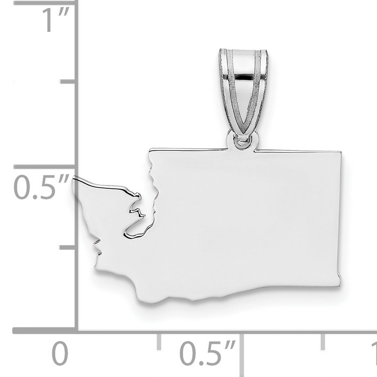 Washington State Charm Pendant in Real 14k White Gold