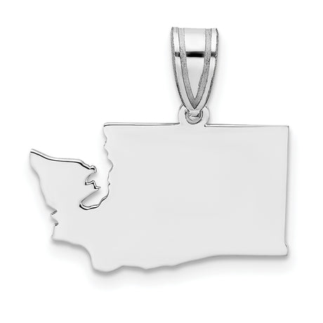 Washington State Charm Pendant in Real 14k White Gold