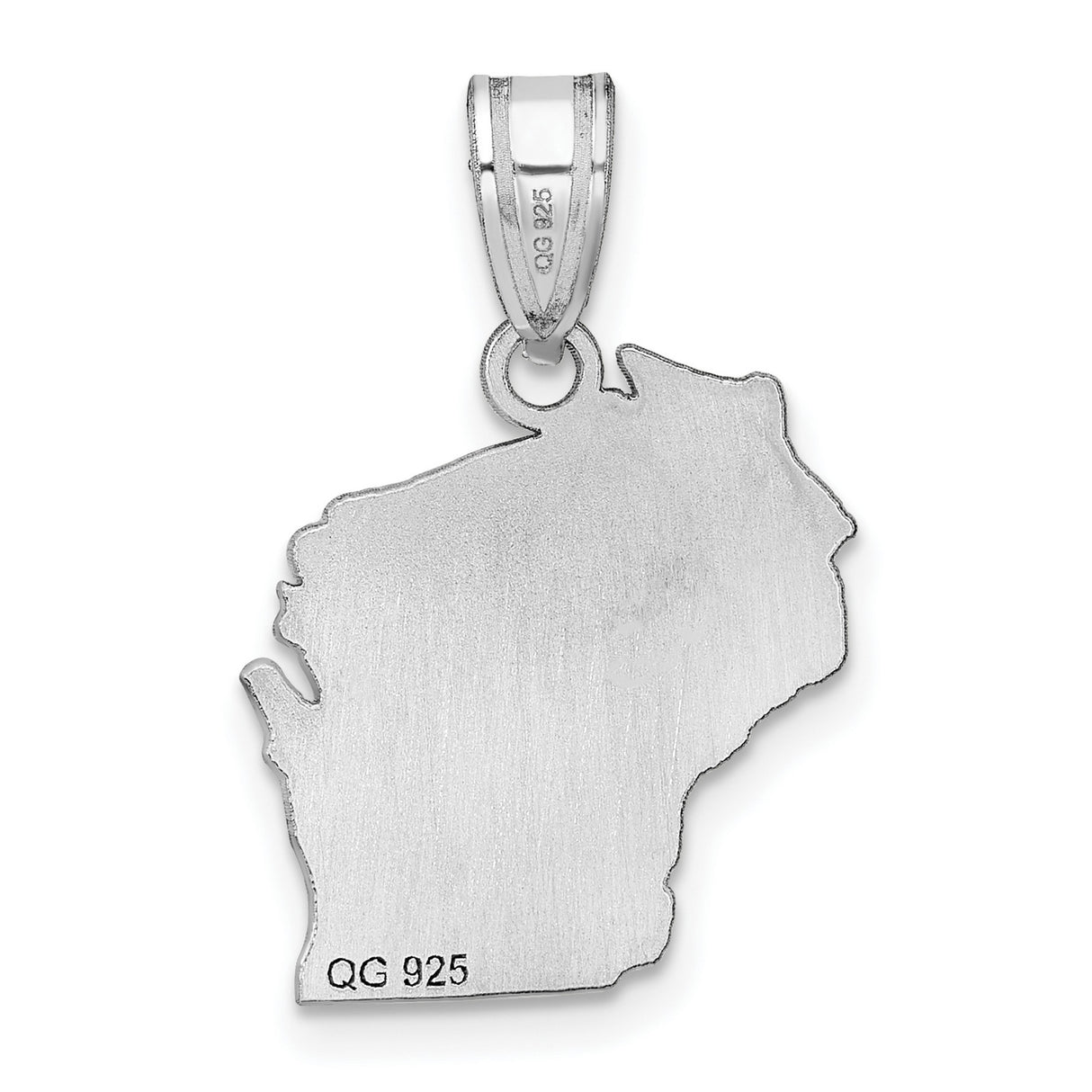 Wisconsin State Charm Pendant in Real 14k White Gold