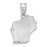 Wisconsin State Charm Pendant in Real 14k White Gold