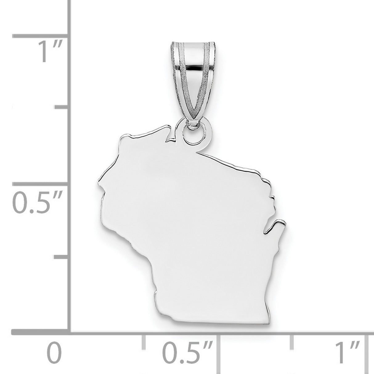 Wisconsin State Charm Pendant in Real 14k White Gold