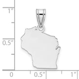 Wisconsin State Charm Pendant in Real 14k White Gold