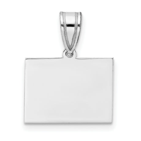 Wyoming State Charm Pendant in Real 14k White Gold