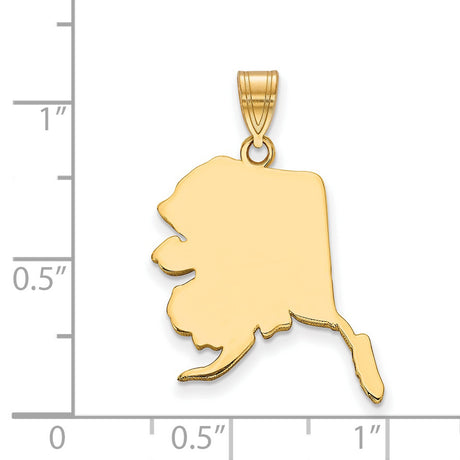 Polished Alaska State Shaped Charm Pendant in Real 925 Sterling SIlver