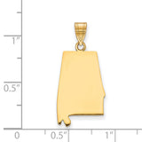 Polished Alabama State Shaped Charm Pendant in Real 925 Sterling SIlver