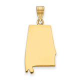 Polished Alabama State Shaped Charm Pendant in Real 925 Sterling SIlver
