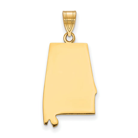 Polished Alabama State Shaped Charm Pendant in Real 925 Sterling SIlver