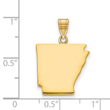 Polished Arkansas State Shaped Charm Pendant in Real 925 Sterling SIlver