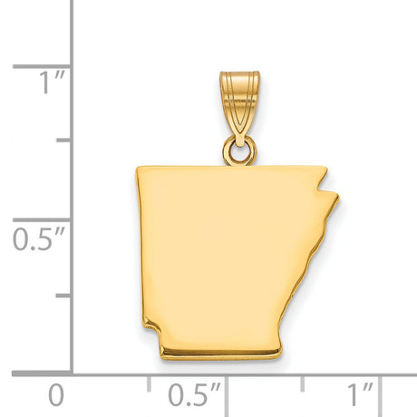 Polished Arkansas State Shaped Charm Pendant in Real 925 Sterling SIlver