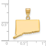 Polished Connecticut State Shaped Charm Pendant in Real 925 Sterling SIlver