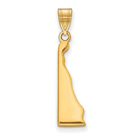 Polished Delaware State Shaped Charm Pendant in Real 925 Sterling SIlver