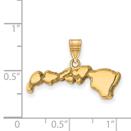 Polished Hawaii State Shaped Charm Pendant in Real 925 Sterling SIlver