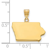 Polished Iowa State Shaped Charm Pendant in Real 925 Sterling SIlver