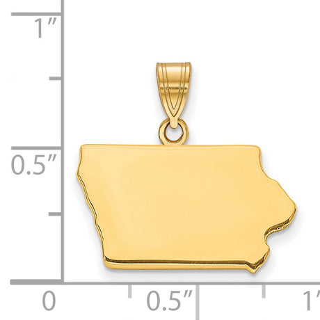 Polished Iowa State Shaped Charm Pendant in Real 925 Sterling SIlver