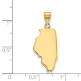 Polished Illinois State Shaped Charm Pendant in Real 925 Sterling SIlver