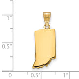 Polished Indiana State Shaped Charm Pendant in Real 925 Sterling SIlver
