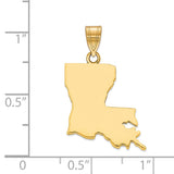Polished Louisiana State Shaped Charm Pendant in Real 925 Sterling SIlver