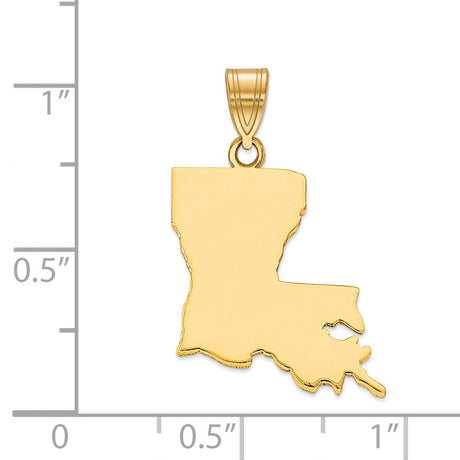 Polished Louisiana State Shaped Charm Pendant in Real 925 Sterling SIlver