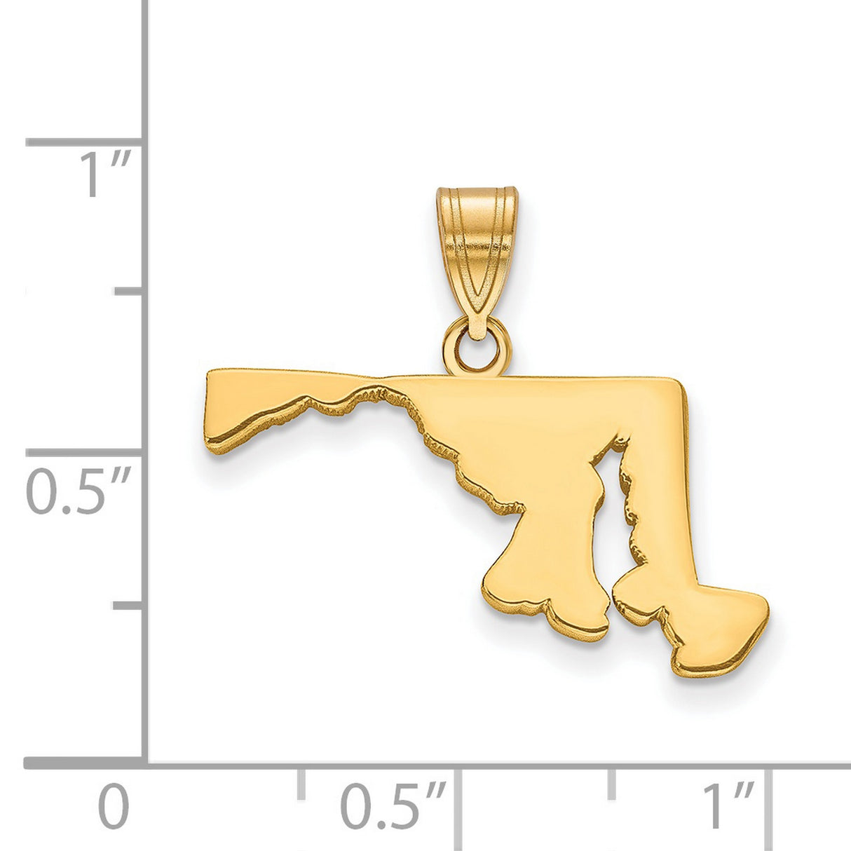 Polished Maryland State Shaped Charm Pendant in Real 925 Sterling SIlver