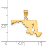 Polished Maryland State Shaped Charm Pendant in Real 925 Sterling SIlver
