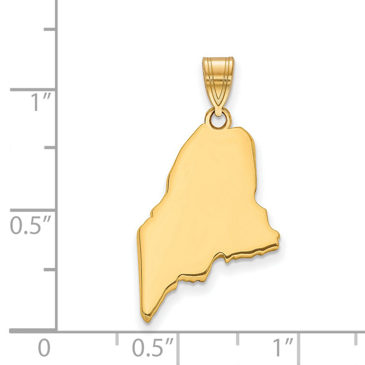 Polished Maine State Shaped Charm Pendant in Real 925 Sterling SIlver