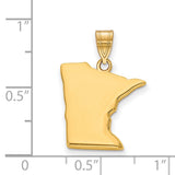 Polished Minnesota State Shaped Charm Pendant in Real 925 Sterling SIlver