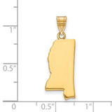 Polished Mississippi State Shaped Charm Pendant in Real 925 Sterling SIlver