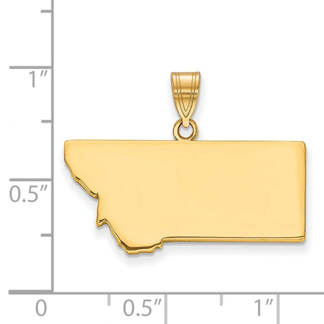 Polished Montana State Shaped Charm Pendant in Real 925 Sterling SIlver