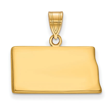 Gold Plated North Dakota State Charm Pendant in Real 925 Sterling SIlver