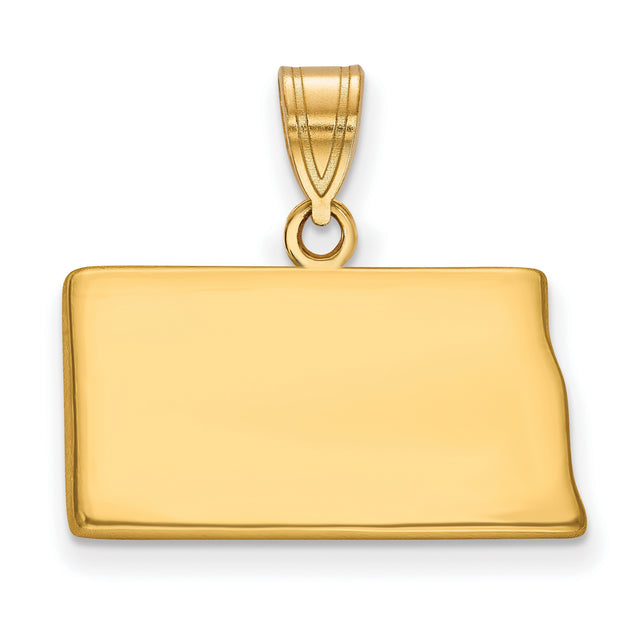 Gold Plated North Dakota State Charm Pendant in Real 925 Sterling SIlver