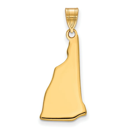 Gold Plated New Hampshire State Charm Pendant in Real 925 Sterling SIlver