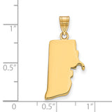 Gold Plated Rhode Island State Charm Pendant in Real 925 Sterling SIlver