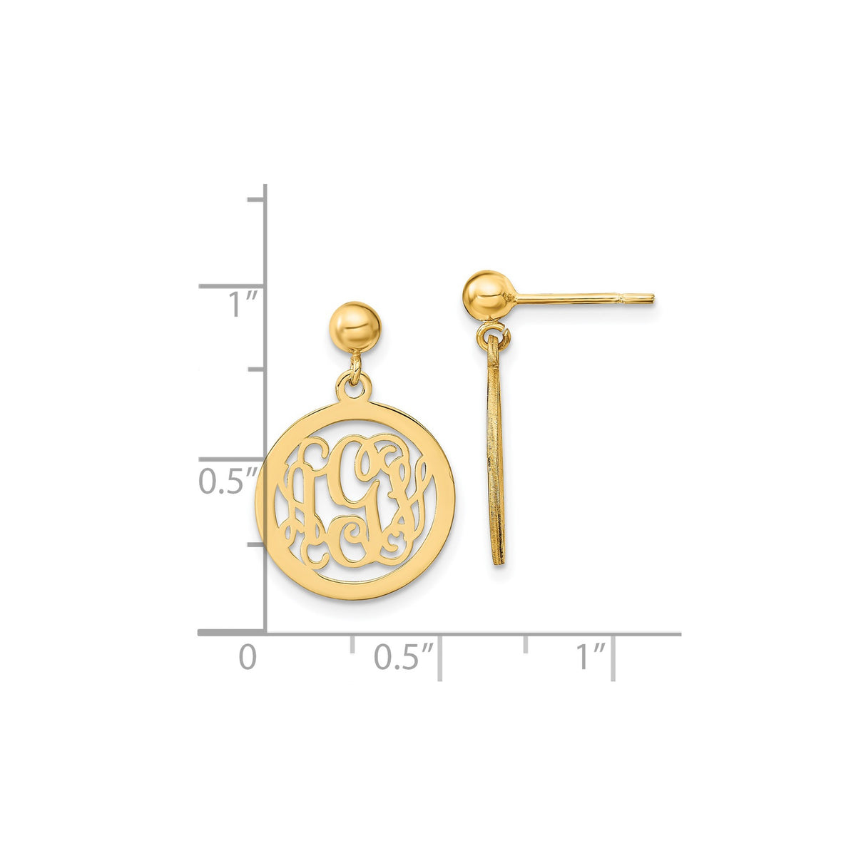 Sterling Silver Dangle Earrings with Script Monogram Design for Women