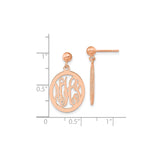 Sterling Silver Monogram Drop Earrings with Script Initials, Rose Plated Cutout Design