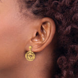 Sterling Silver Monogram Dangle Earrings with Script Letter Charm in Round Openwork Design