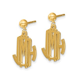 14k Yellow Gold Miraculous Medal Stud Earrings with Interwoven M and Cross Design