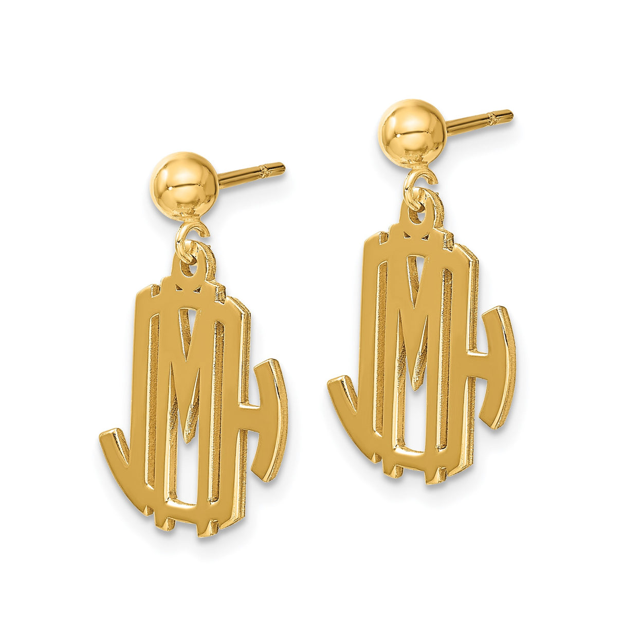 Sterling Silver Stud Earrings with Gold Plated Marian Symbol and Cross Design for Women