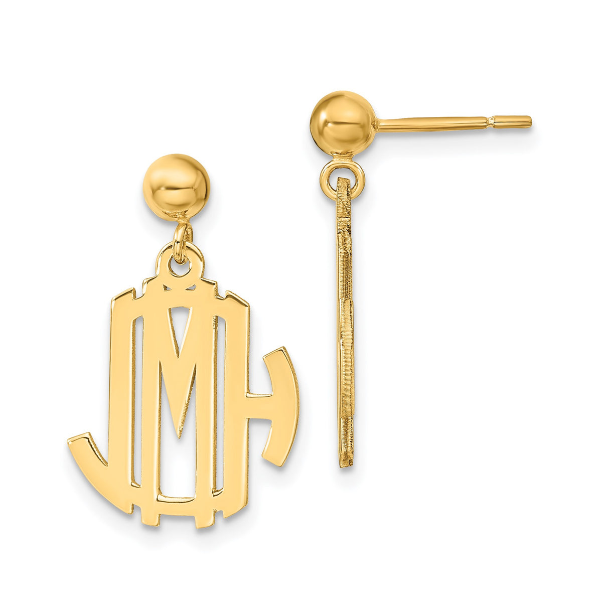 Sterling Silver Stud Earrings with Gold Plated Marian Symbol and Cross Design for Women