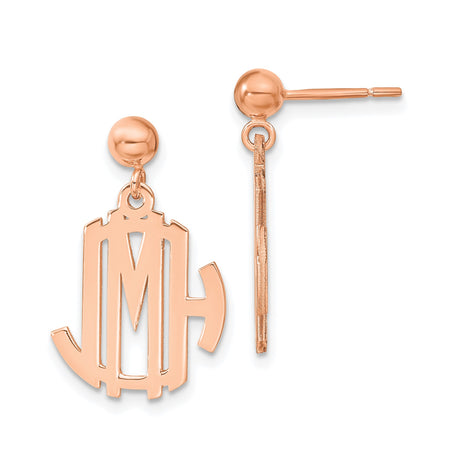 Sterling Silver Dangle Earrings, Marian Symbol with Virgin Mary Monogram and Cross Design