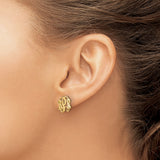 14k Yellow Gold Monogram Stud Earrings, Script Initial Design, Custom Letter Jewelry for Women