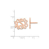 Sterling Silver Monogram Stud Earrings, Script Letter Design, Swirl Motif