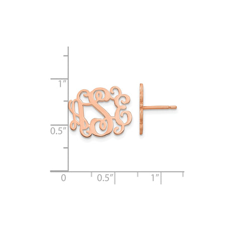 Sterling Silver Monogram Stud Earrings, Script Letter Design, Swirl Motif