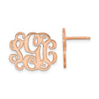 Sterling Silver Monogram Stud Earrings, Rose Gold Plated Initials with Cutout Design