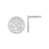 14k White Gold Monogram Stud Earrings with Script Letter Design
